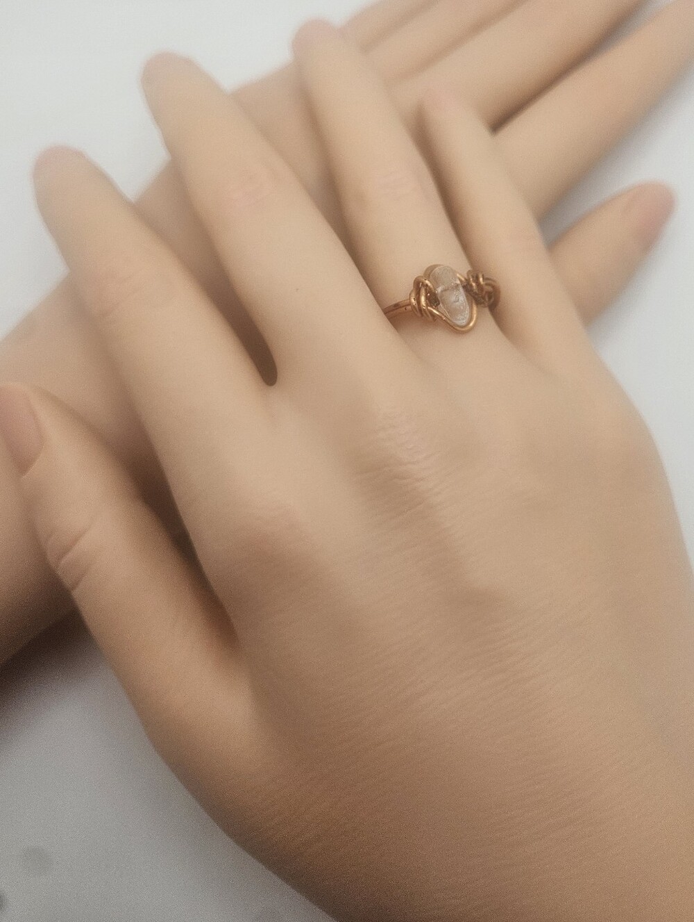 Elegant Sunstone Wire Wrapped Copper Ring